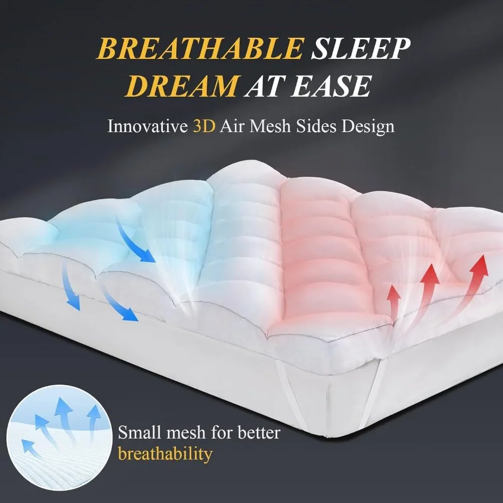 DOWNCOOL 3 Inch Twin Mattress Topper, Ultra Thick Fluffy Supportive Memory Foam